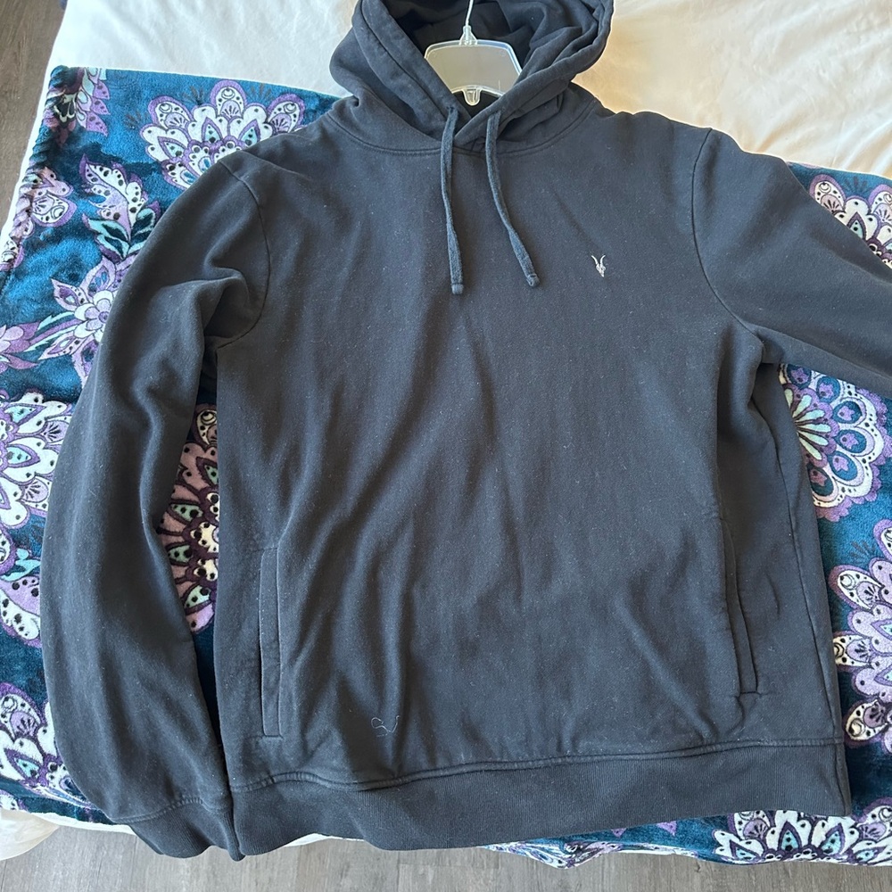 Men's Large Black AllSaints Ram Skull Hoodie
